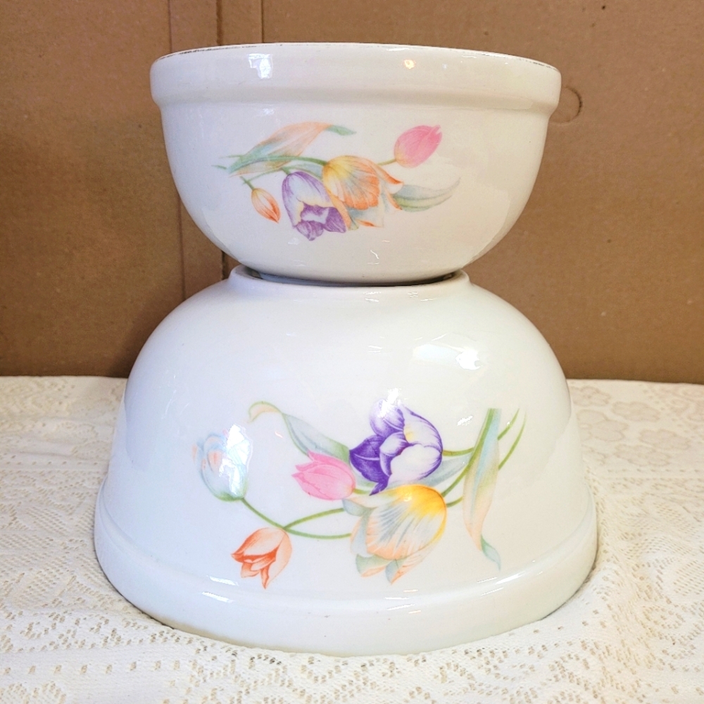 Hall's Pottery Tulip Mixing Bowls Vintage